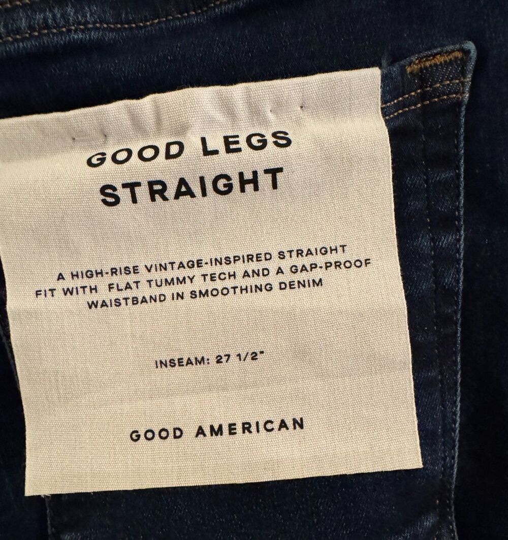 Good American Good Legs Straight High Rise Jeans Size 3 Dark Wash 27" Inseam - Picture 5 of 12
